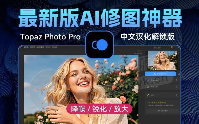 AI后期增强放大神器–Topaz Photo Pro 1.1.2 汉化安装版，附赠35G离线AI模型-资源速享